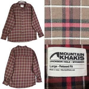 Mountain Khakis Shirt Mens Size Large L Red Plaid LS Relaxed Button Down